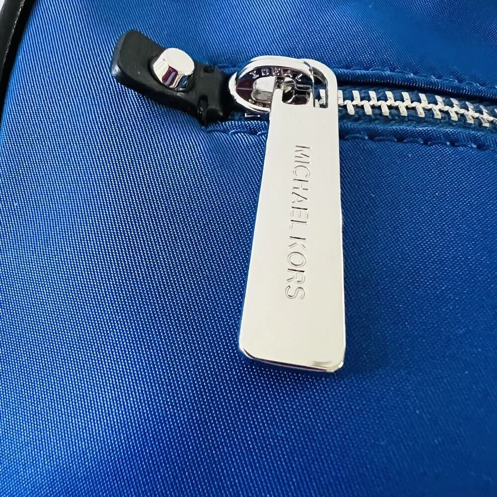 MICHAEL KORS Polly Electric Blue Nylon East West Zip Chain Crossbody Bag